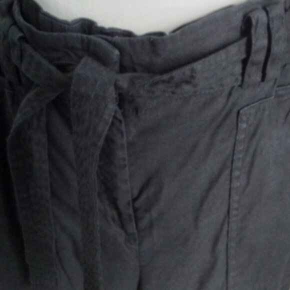 Anthropologie Elevenses  Linen High Waist Paper Bag Romy Cargo Pants Black Sz M - Picture 6 of 8